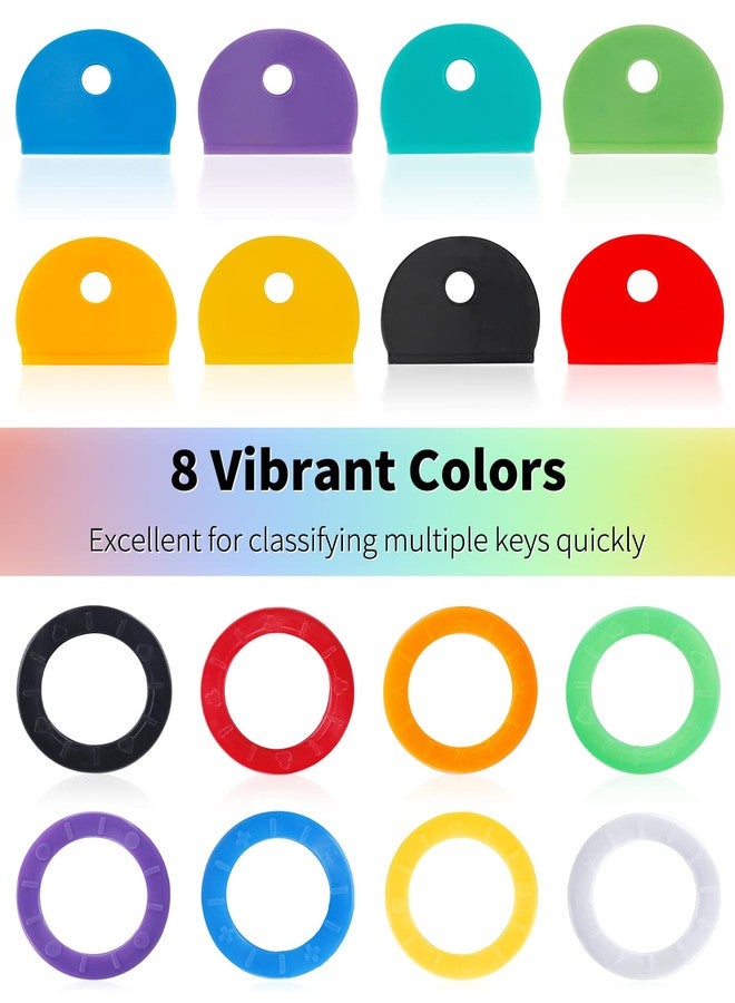 Vibit 16 Pack Colorful Plastic Key Cap Tags and Identifier Covers for Standard Flat House Keys, 2 Styles - Image 2